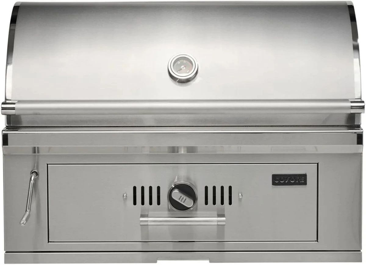 Front view of the Coyote C3CH36 charcoal grill
